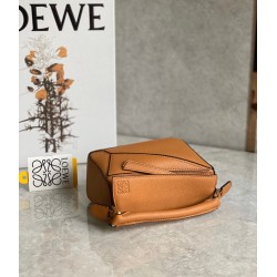 Loewe Puzzle Mini Bag In Brown Grained Calfskin  404