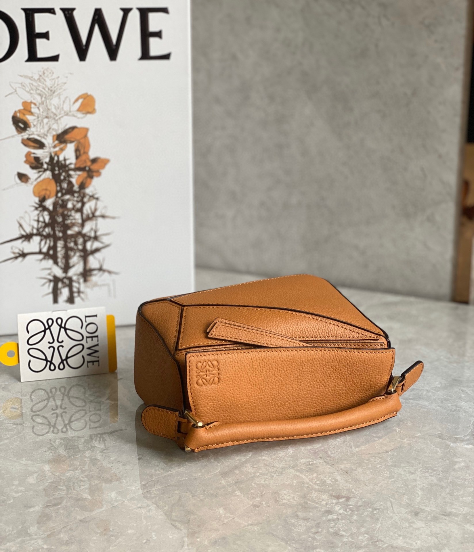 Loewe Puzzle Mini Bag In Brown Grained Calfskin  404