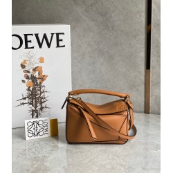 Loewe Puzzle Mini Bag In Brown Grained Calfskin  404