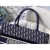 Dior Small Book Tote Bag In Blue Oblique Embroidered Velvet 605