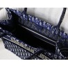 Dior Small Book Tote Bag In Blue Oblique Embroidered Velvet 605