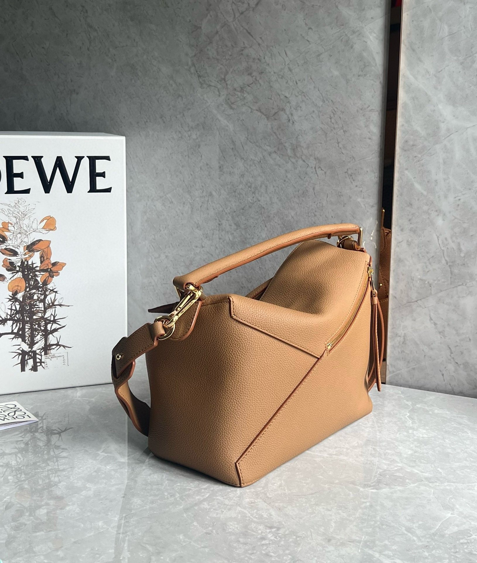 Loewe Puzzle Medium Bag In Toffee Grained Calfskin  548