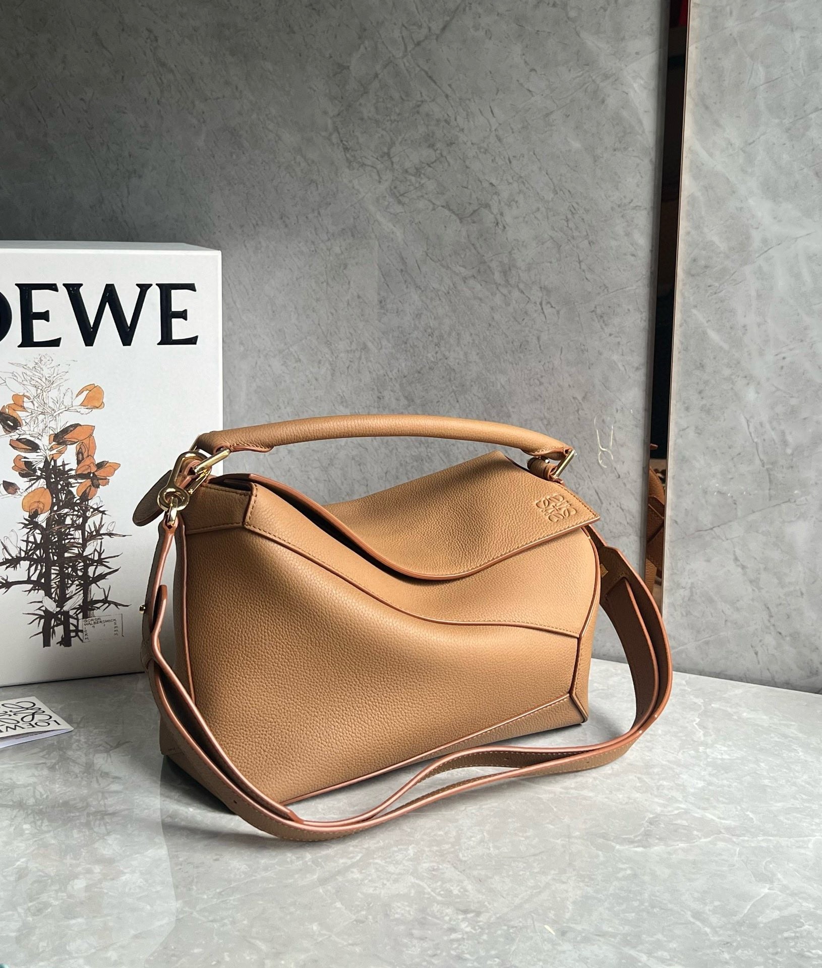 Loewe Puzzle Medium Bag In Toffee Grained Calfskin  548