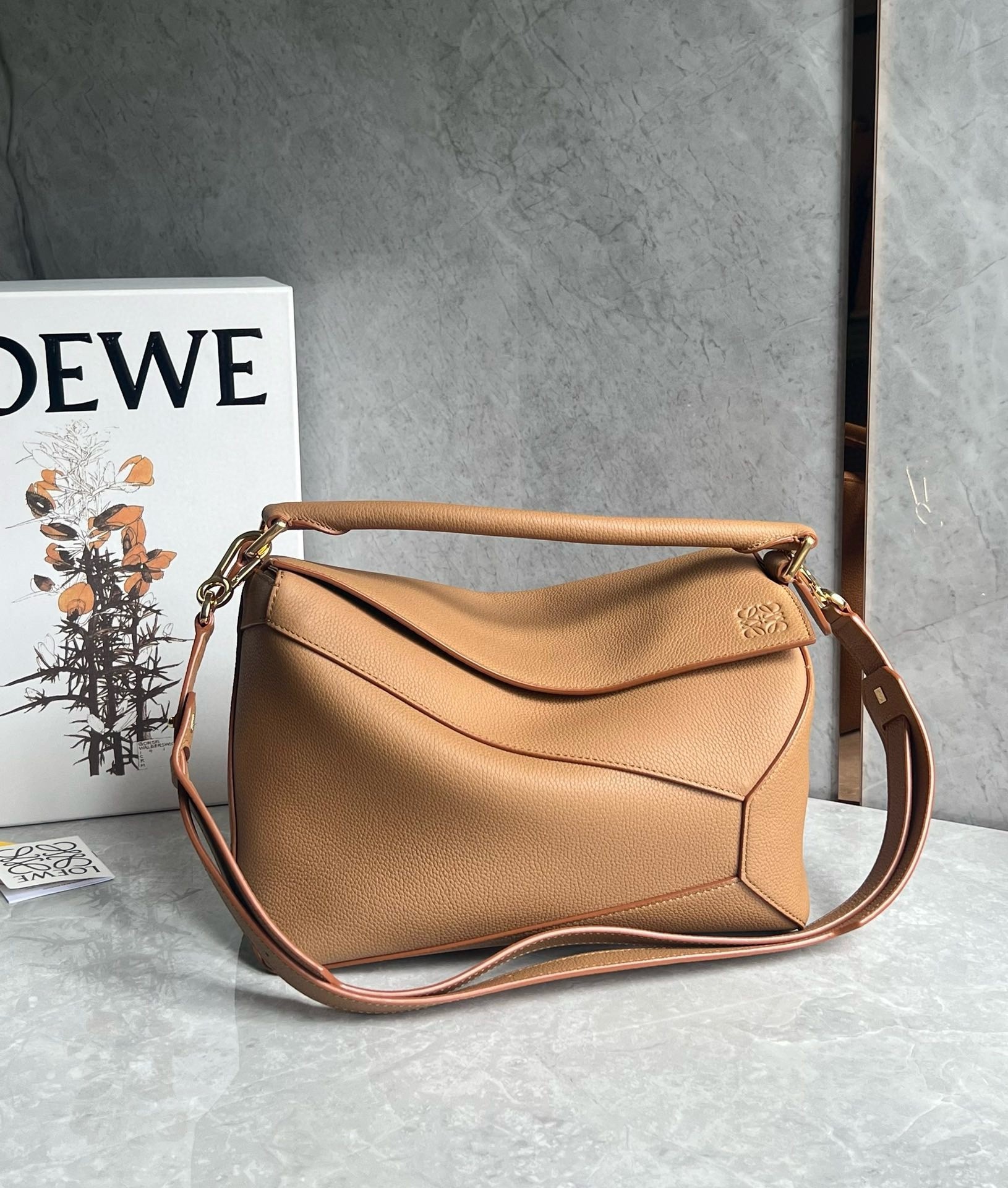 Loewe Puzzle Medium Bag In Toffee Grained Calfskin  548