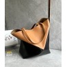 Loewe Large Puzzle Fold Tote Bag in Tan and Black Calfskin 582