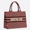 Dior Small Book Tote Bag In Bordeaux Oblique Embroidered Velvet 643