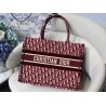 Dior Small Book Tote Bag In Bordeaux Oblique Embroidered Velvet 643