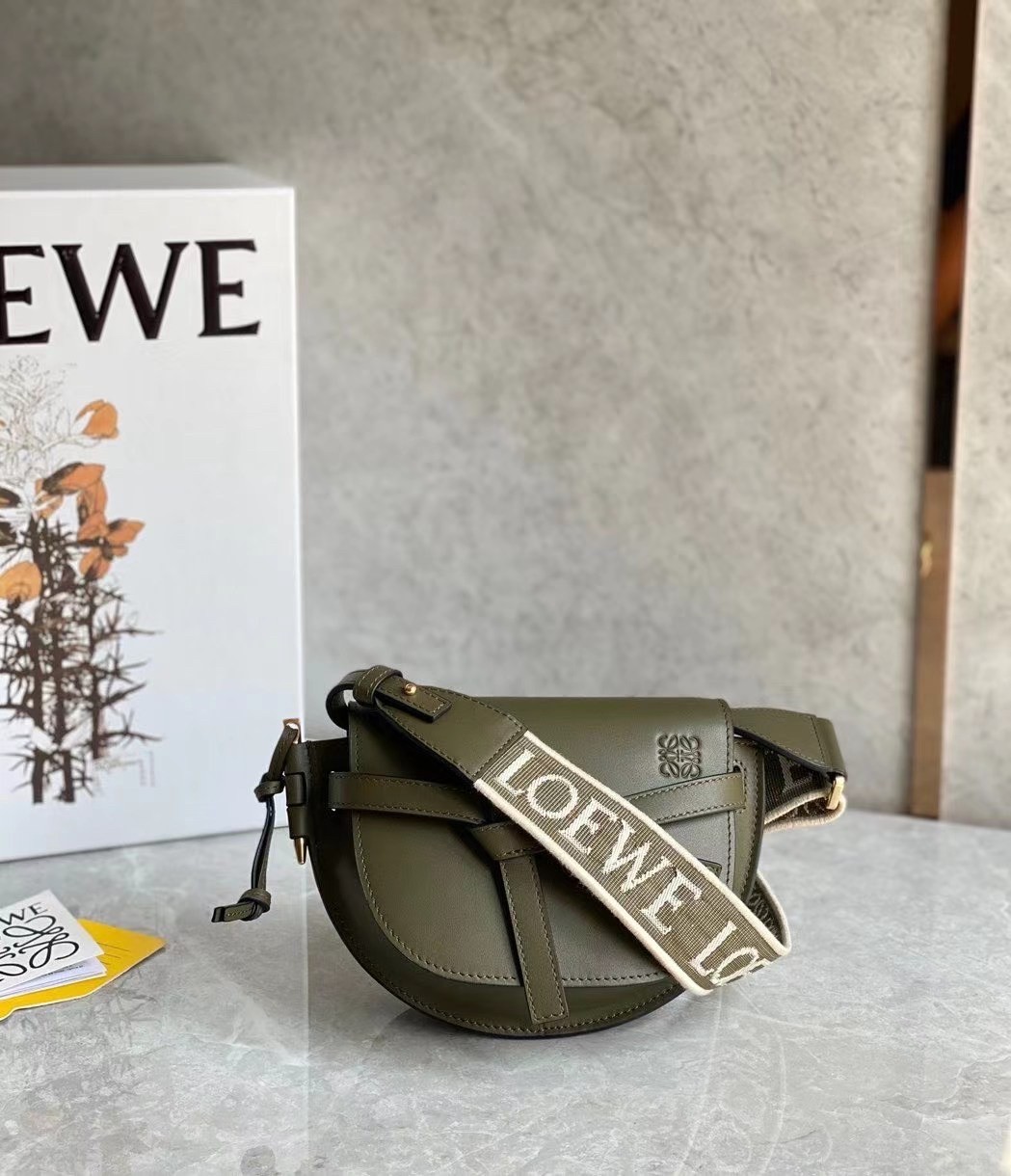 Loewe Mini Gate Dual Bag In Autumn Green Calfskin 947