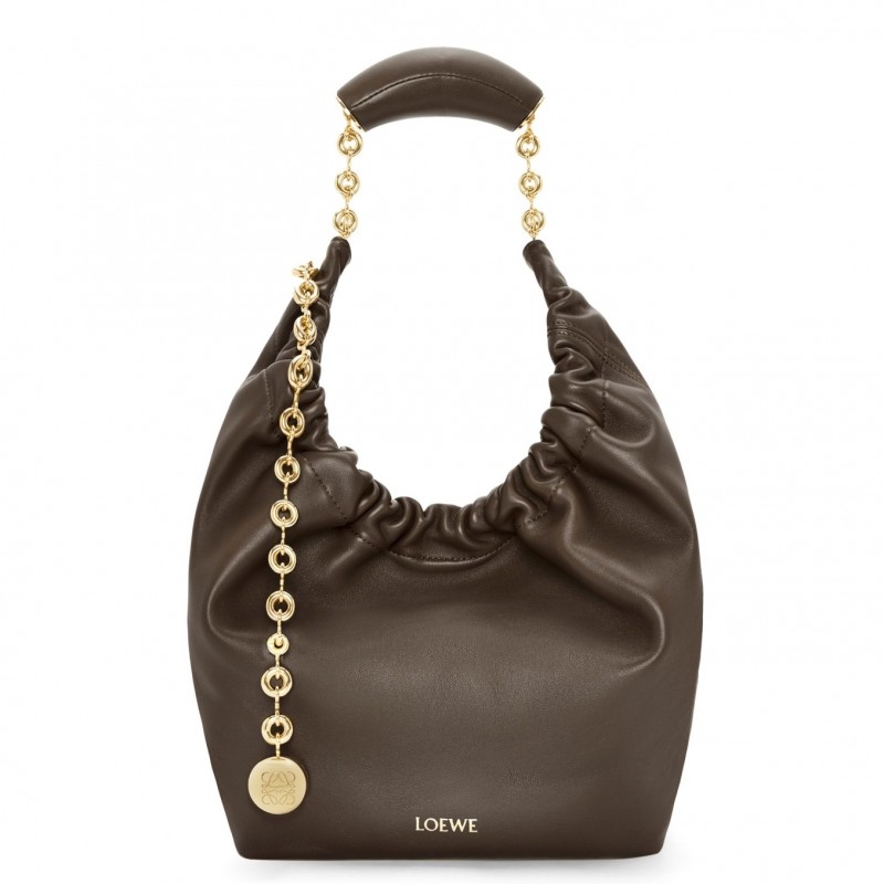 Loewe Small Squeeze Bag in Chocolate Nappa Lambskin  959