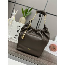 Loewe Small Squeeze Bag in Chocolate Nappa Lambskin  959