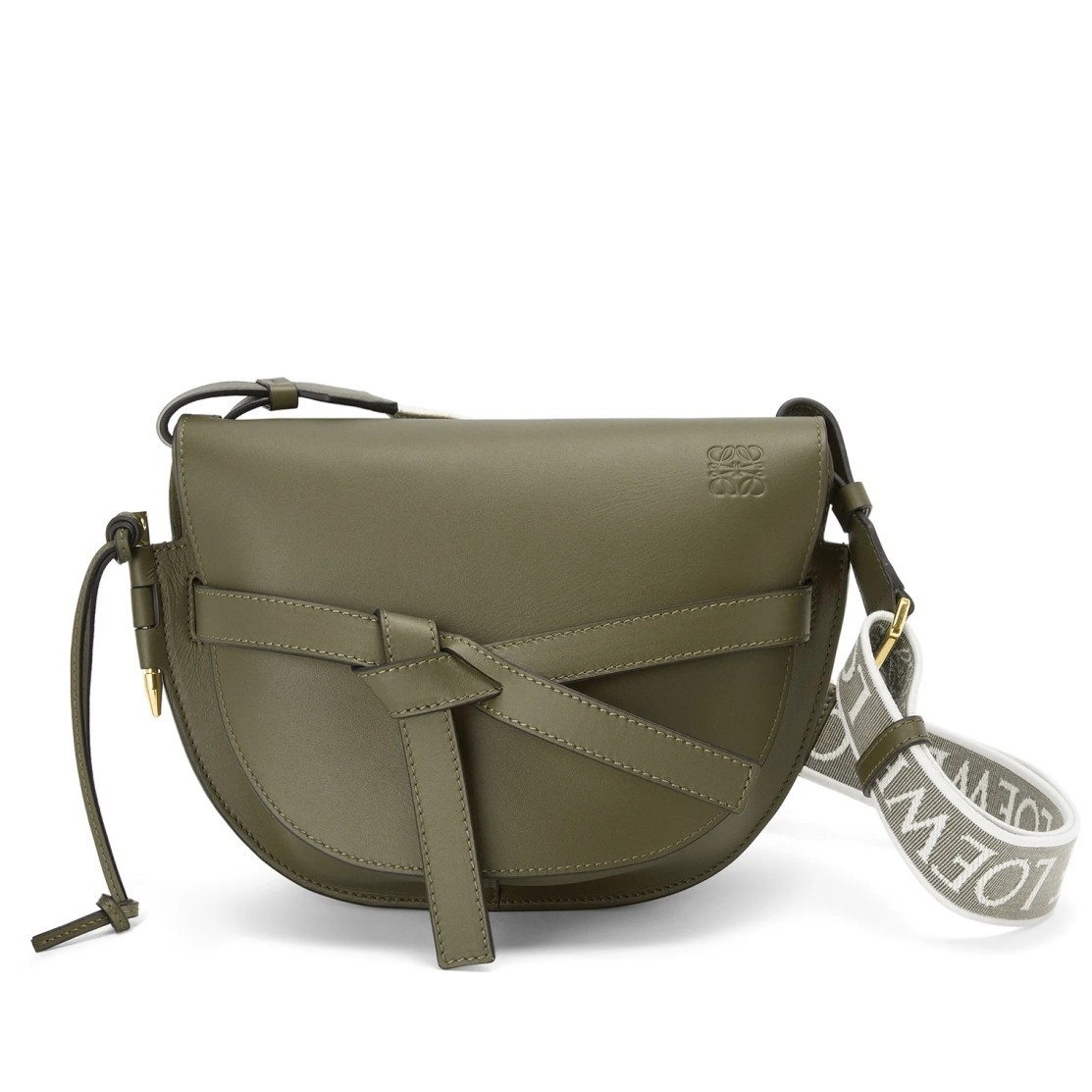 Loewe Small Gate Bag In Green Calfskin and Jacquard 037