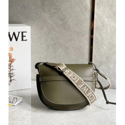 Loewe Small Gate Bag In Green Calfskin and Jacquard 037