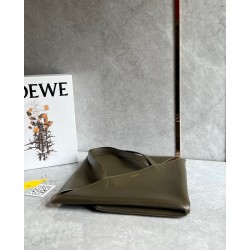 Loewe Large Puzzle Fold Tote Bag in Dark Green Calfskin 818