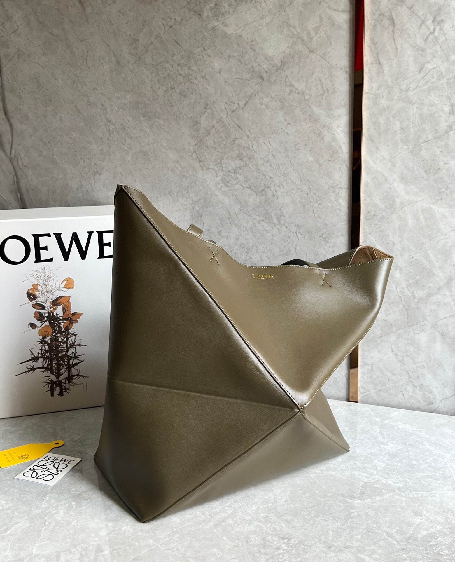 Loewe Large Puzzle Fold Tote Bag in Dark Green Calfskin 818