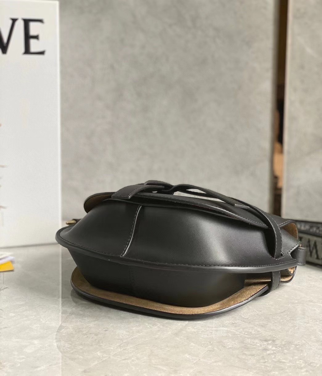 Loewe Small Gate Bag In Black Calfskin and Jacquard 879