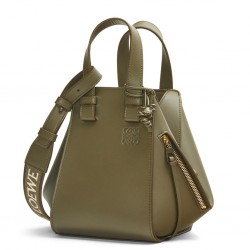 Loewe Compact Hammock Bag in Khaki Green Satin Calfskin 569