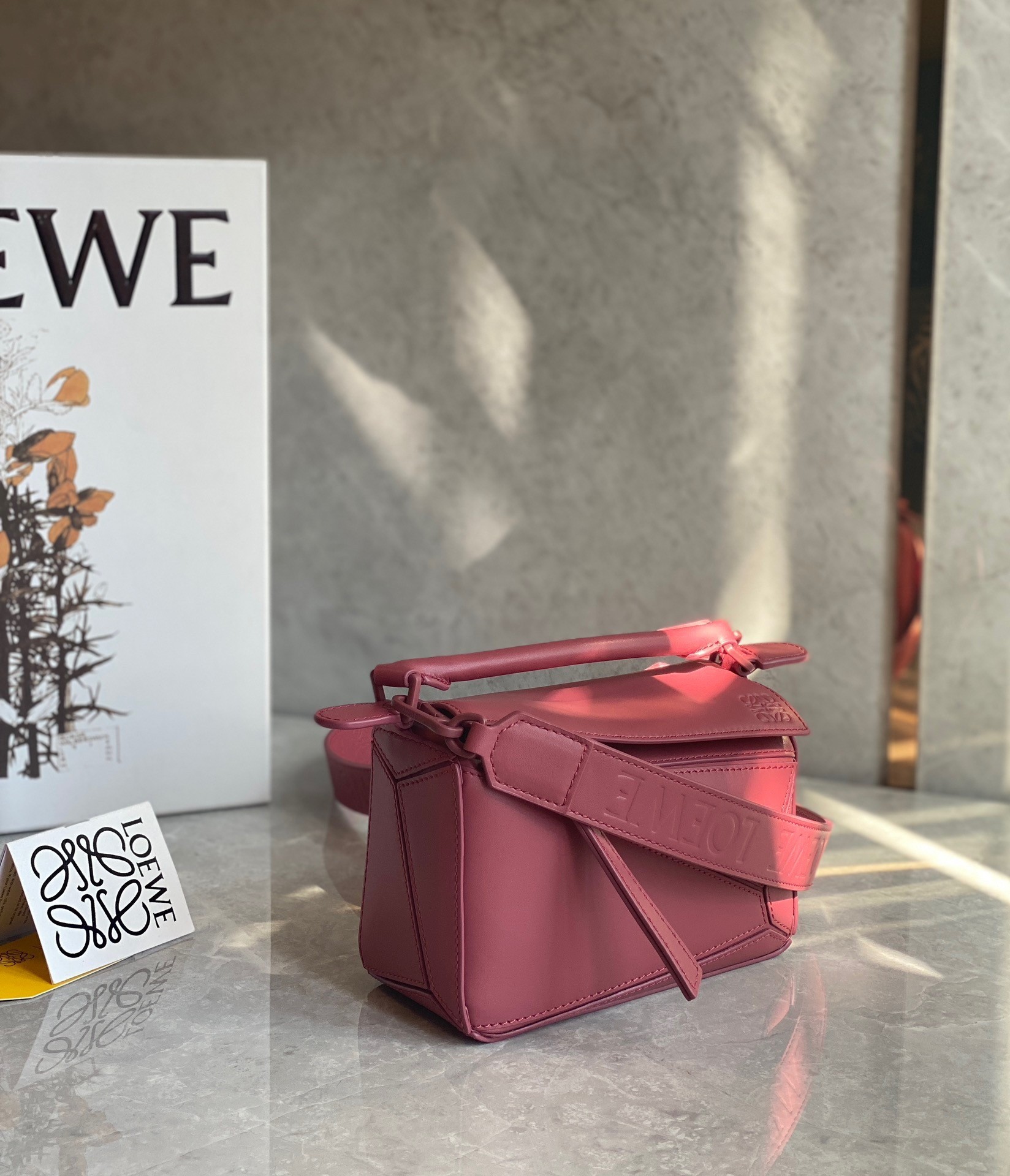 Loewe Puzzle Mini Bag In Plumrose Satin Calfskin 812