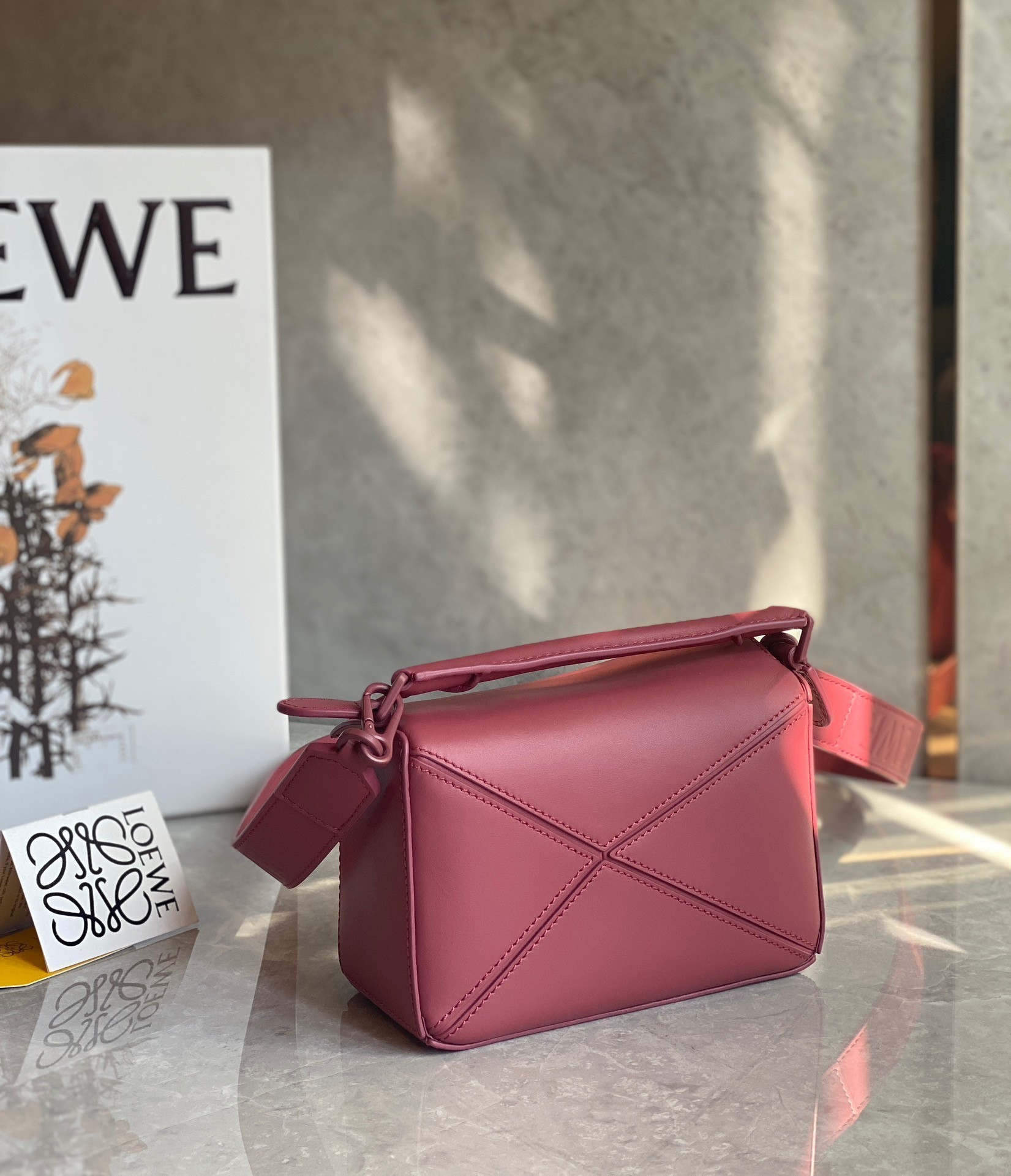 Loewe Puzzle Mini Bag In Plumrose Satin Calfskin 812