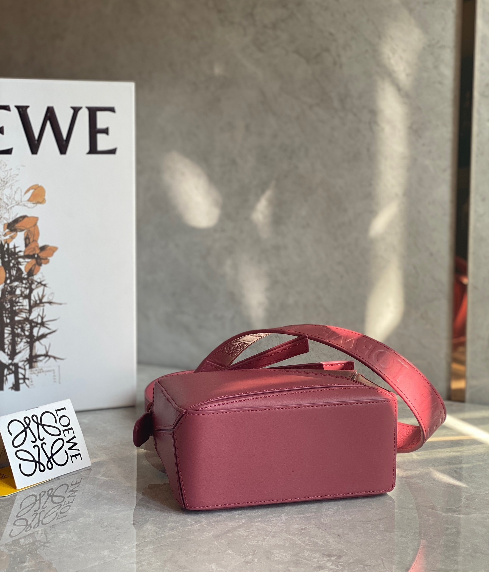 Loewe Puzzle Mini Bag In Plumrose Satin Calfskin 812