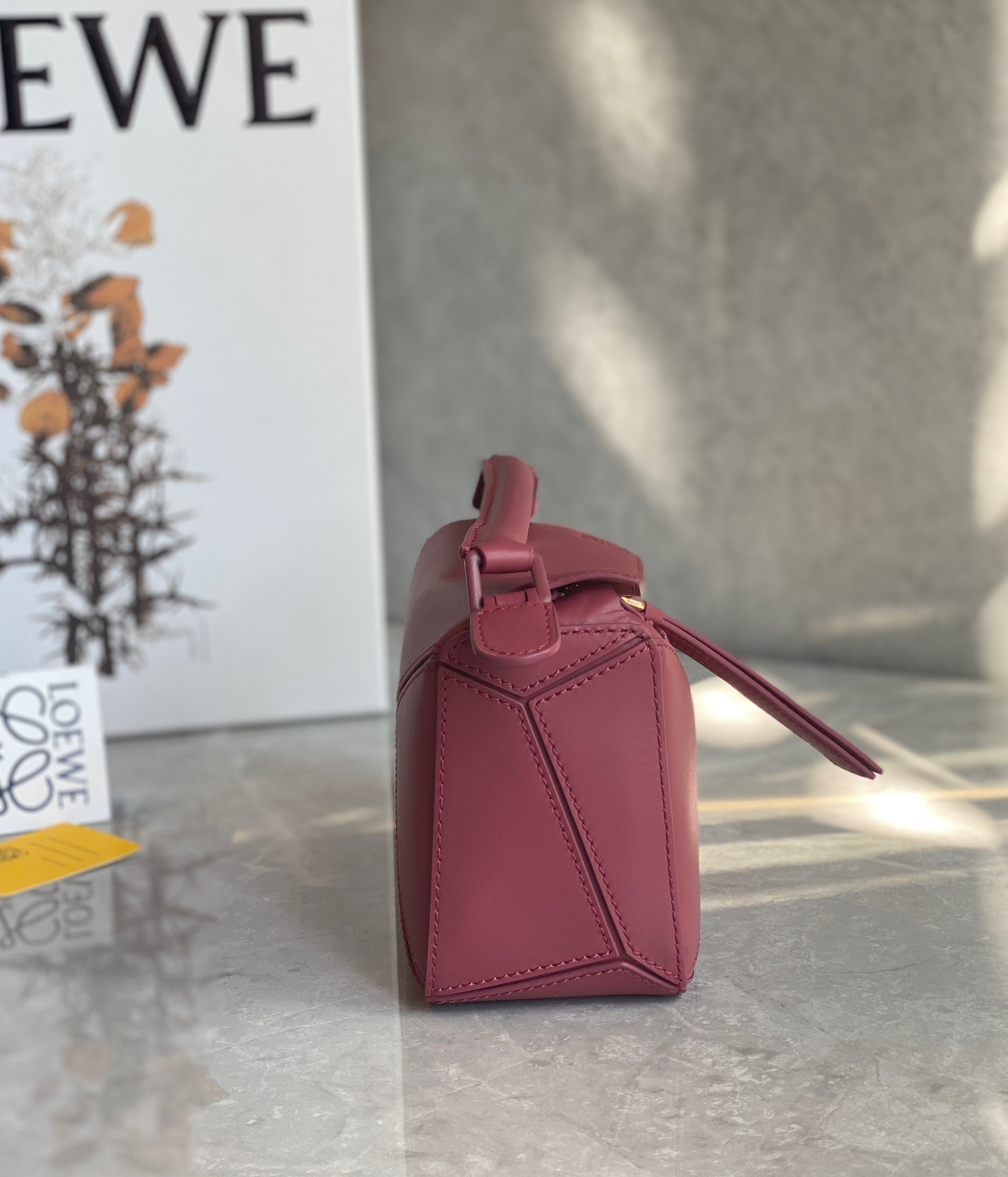 Loewe Puzzle Mini Bag In Plumrose Satin Calfskin 812