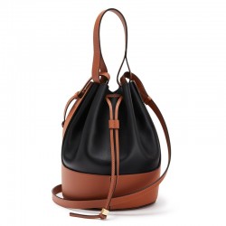 Loewe Medium Balloon Bucket Bag In Black/Tan Calfskin 847