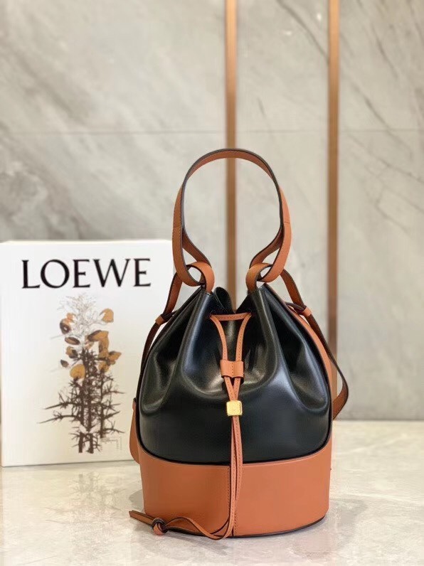 Loewe Medium Balloon Bucket Bag In Black/Tan Calfskin 847