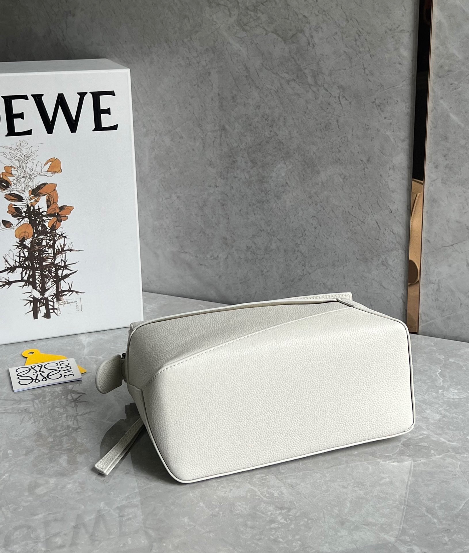 Loewe Puzzle Small Bag in White Grained Leather 403