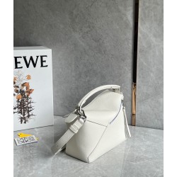 Loewe Puzzle Small Bag in White Grained Leather 403