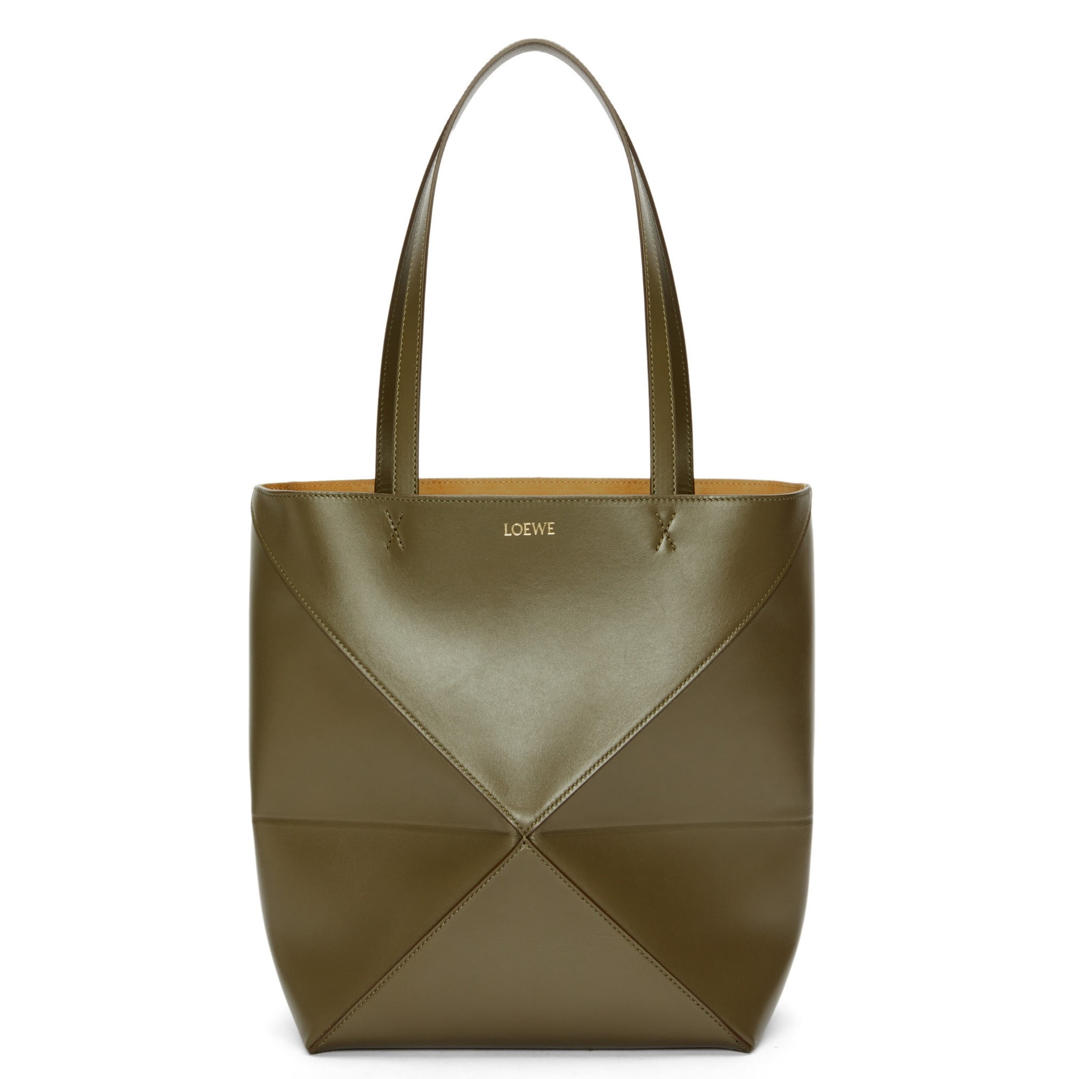 Loewe Medium Puzzle Fold Tote Bag in Dark Green Calfskin 435