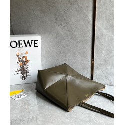 Loewe Medium Puzzle Fold Tote Bag in Dark Green Calfskin 435