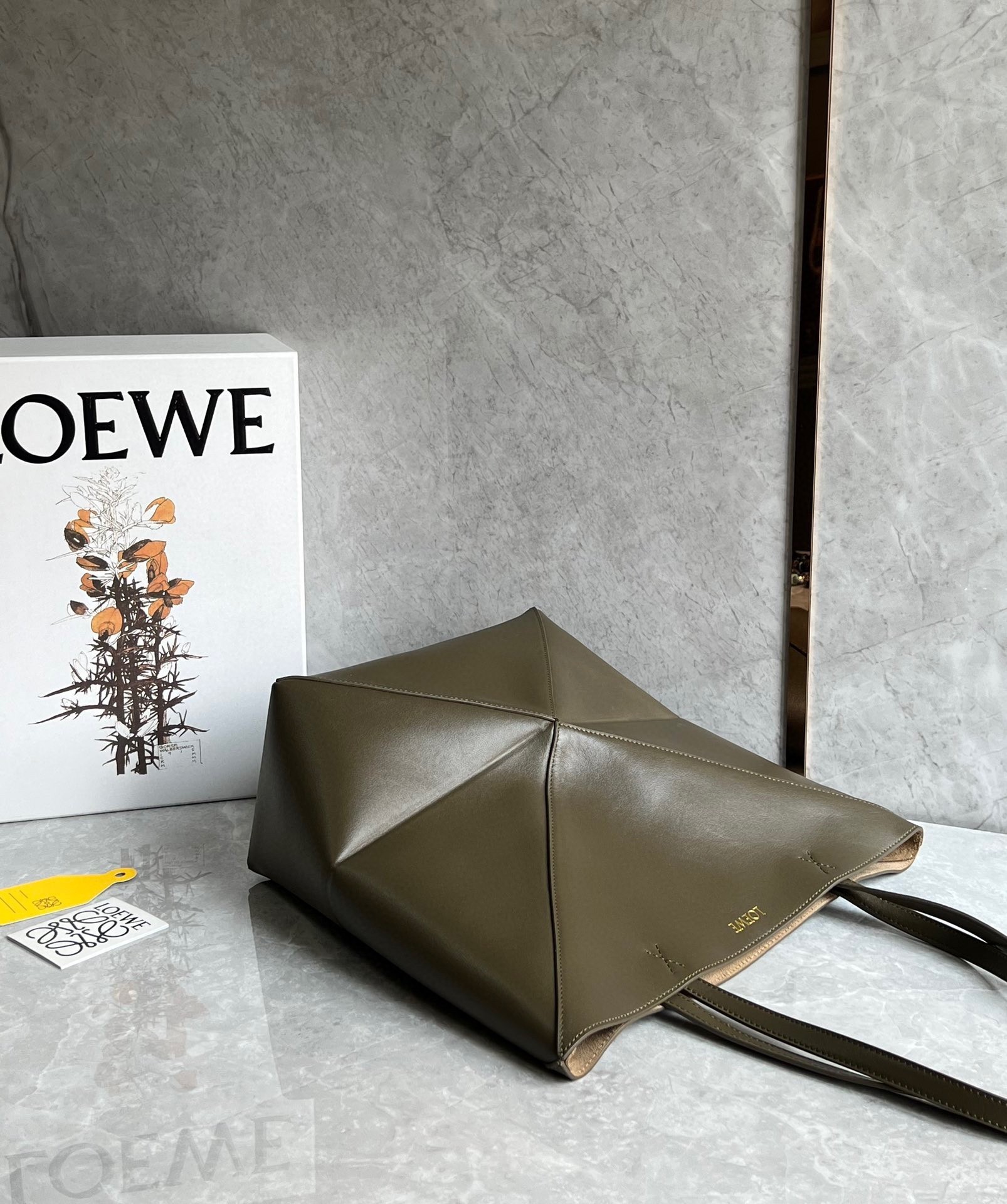 Loewe Medium Puzzle Fold Tote Bag in Dark Green Calfskin 435