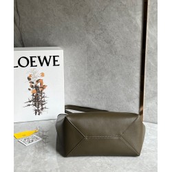 Loewe Medium Puzzle Fold Tote Bag in Dark Green Calfskin 435