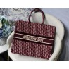 Dior Large Book Tote In Bordeaux Oblique Embroidered Velvet 701