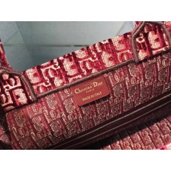 Dior Large Book Tote In Bordeaux Oblique Embroidered Velvet 701