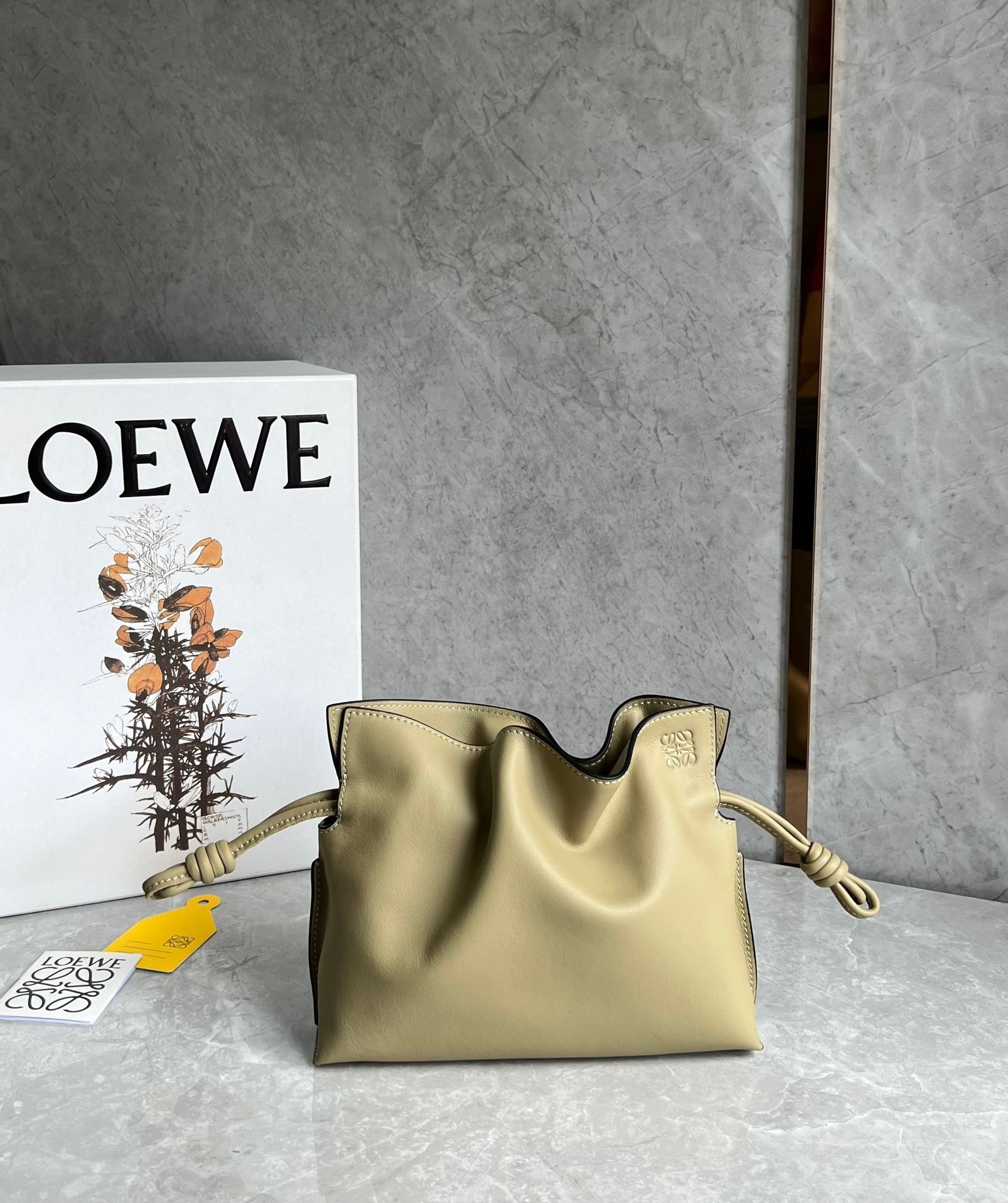 Loewe Mini Flamenco Clutch Bag In Clay Green Calfskin 088