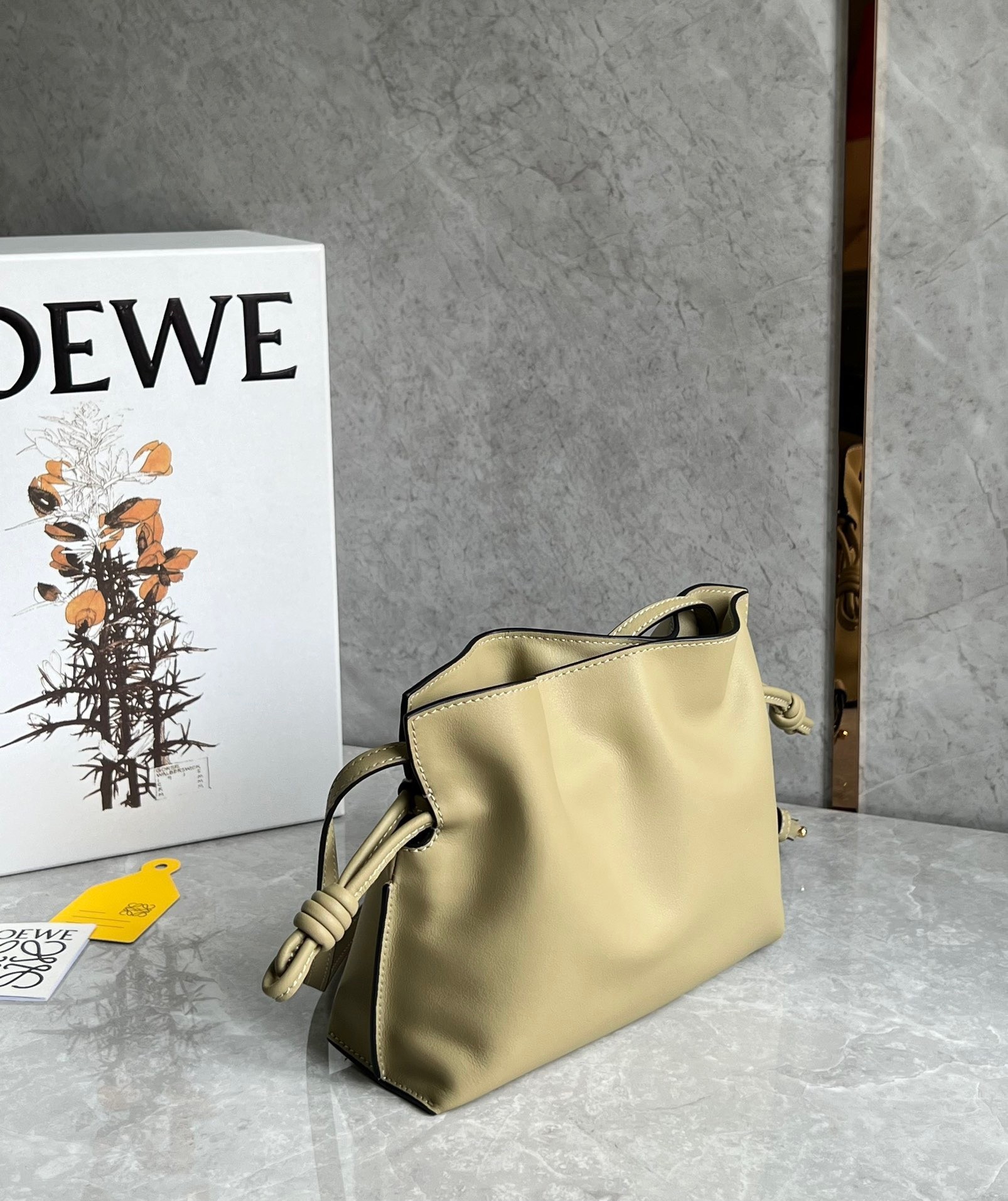 Loewe Mini Flamenco Clutch Bag In Clay Green Calfskin 088