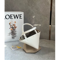 Loewe Mini Puzzle Fold Tote Bag in White/Beige Calfskin 113