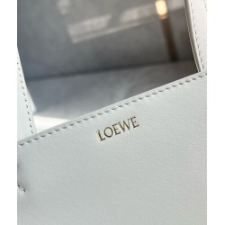 Loewe Mini Puzzle Fold Tote Bag in White/Beige Calfskin 113