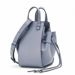 Loewe Mini Hammock Drawstring Bag In Blue Calfskin 174