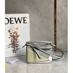 Loewe Puzzle Mini Bag In Grey/Cream/White Calfskin 205