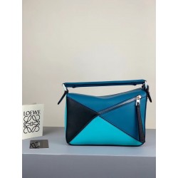 Loewe Small Puzzle Bag In Lagoon/Black/Blue Calfskin 292