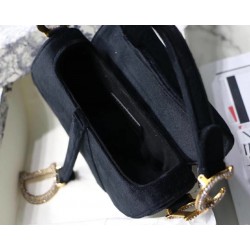 Dior Mini Saddle Bag In Black Velvet 599