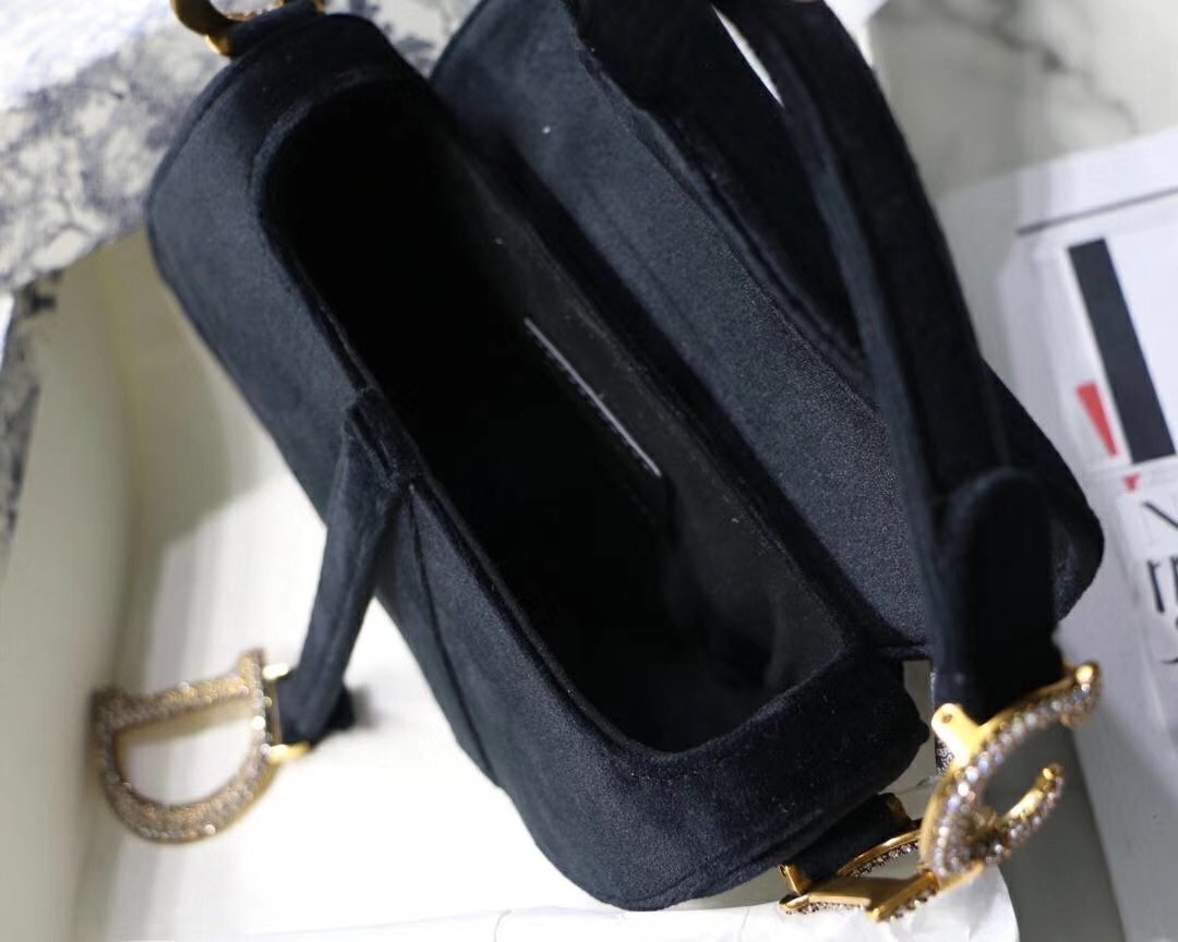 Dior Mini Saddle Bag In Black Velvet 599