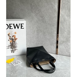 Loewe Mini Puzzle Fold Tote Bag in Black Calfskin 901