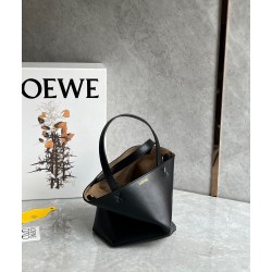 Loewe Mini Puzzle Fold Tote Bag in Black Calfskin 901