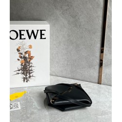 Loewe Mini Puzzle Fold Tote Bag in Black Calfskin 901