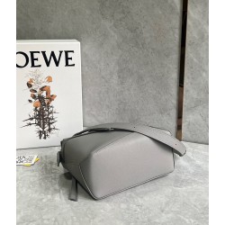 Loewe Puzzle Small Bag In Pearl Grey Grained Leather 938