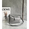 Loewe Puzzle Small Bag In Pearl Grey Grained Leather 938