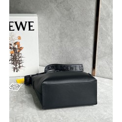 Loewe Cubi Small Bag in Black Calfskin and Jacquard 093