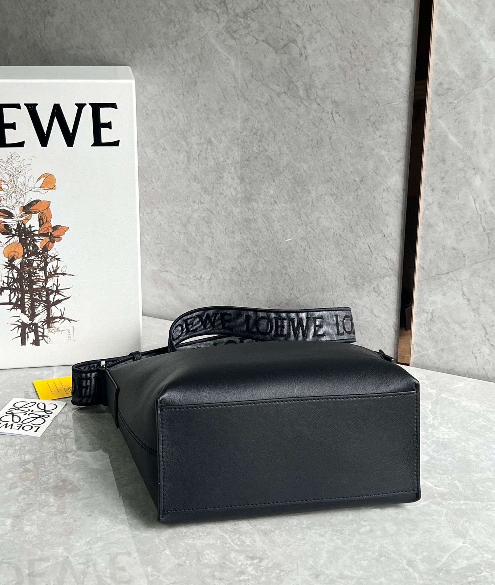 Loewe Cubi Small Bag in Black Calfskin and Jacquard 093